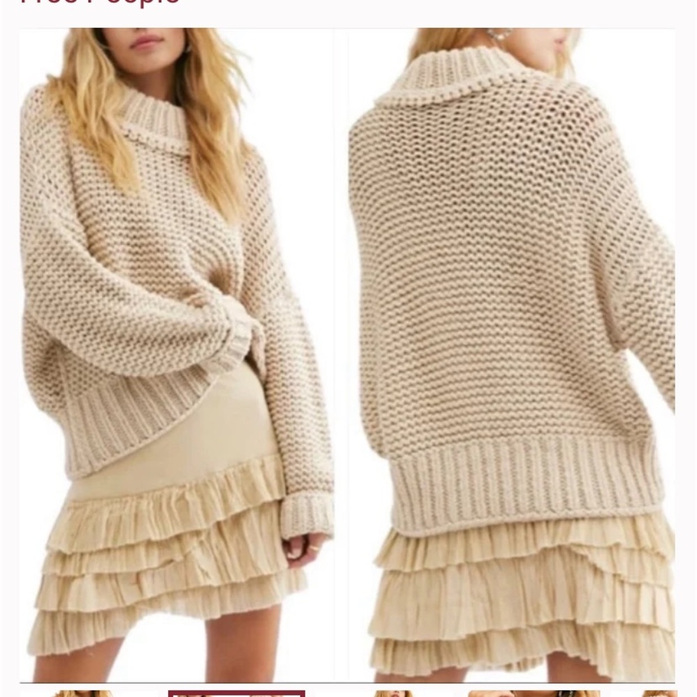 Free People Chunky Knit Pink Sweater